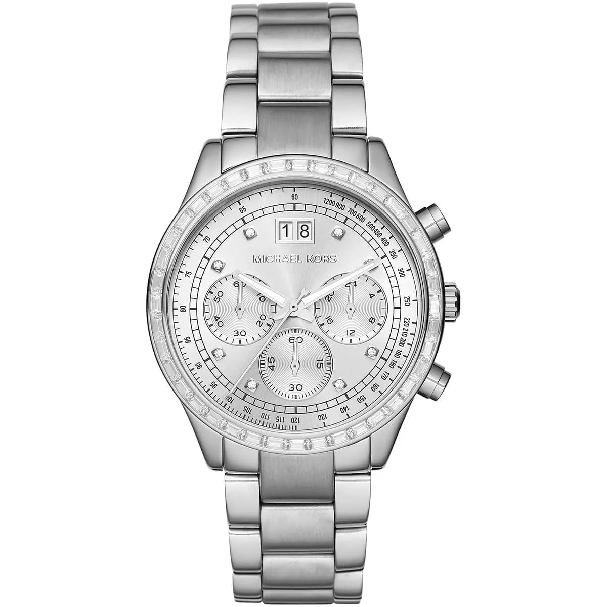 Michael Kors Brinkley MK6265 Women’s Silver Dial Stainless Steel Chronograph Watch - Luxury Hub Store
