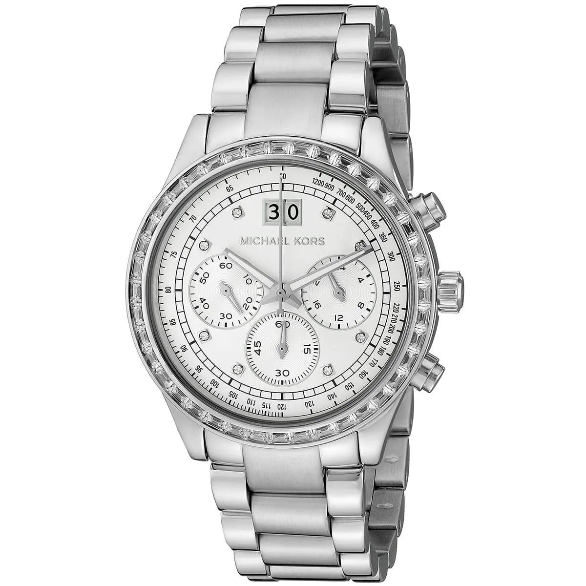 Michael Kors Brinkley MK6265 Women’s Silver Dial Stainless Steel Chronograph Watch - Luxury Hub Store
