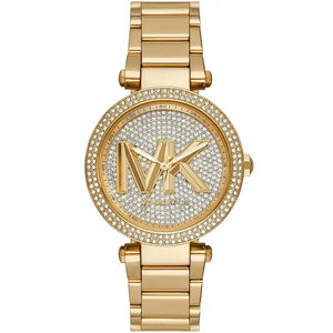 Michael Kors Parker MK7283 Women’s Crystal-Pave Dial Gold-Tone Bracelet Watch - Luxury Hub Store