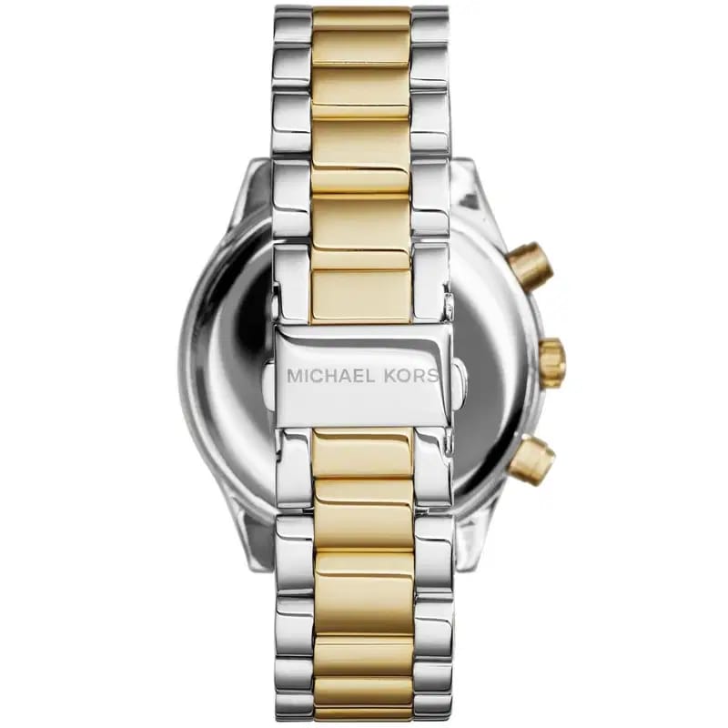 Michael Kors Brinkley MK6188 Women’s Silver & Gold Dial Two-Tone Chronograph Watch - Luxury Hub Store