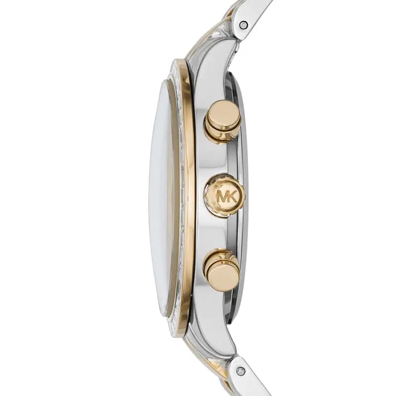 Michael Kors Brinkley MK6188 Women’s Silver & Gold Dial Two-Tone Chronograph Watch - Luxury Hub Store