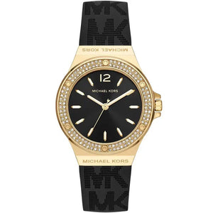 Michael Kors Lennox MK7281 Women’s Gold Case Black Silicone Strap Analog Watch - Luxury Hub Store