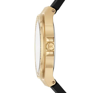 Michael Kors Lennox MK7281 Women’s Gold Case Black Silicone Strap Analog Watch - Luxury Hub Store