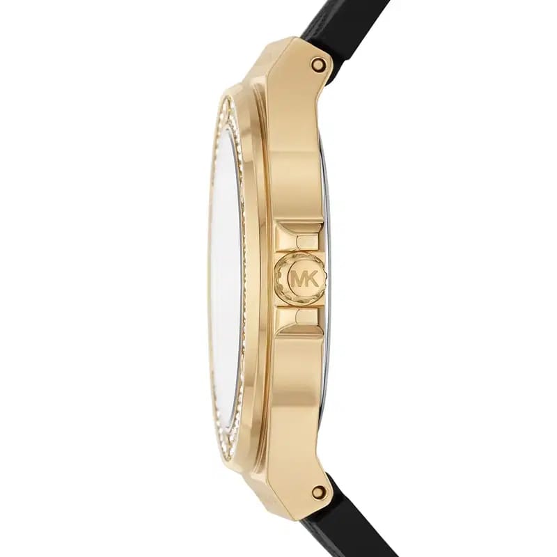 Michael Kors Lennox MK7281 Women’s Gold Case Black Silicone Strap Analog Watch - Luxury Hub Store