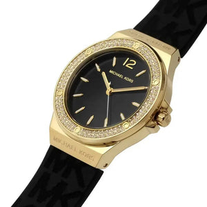 Michael Kors Lennox MK7281 Women’s Gold Case Black Silicone Strap Analog Watch - Luxury Hub Store