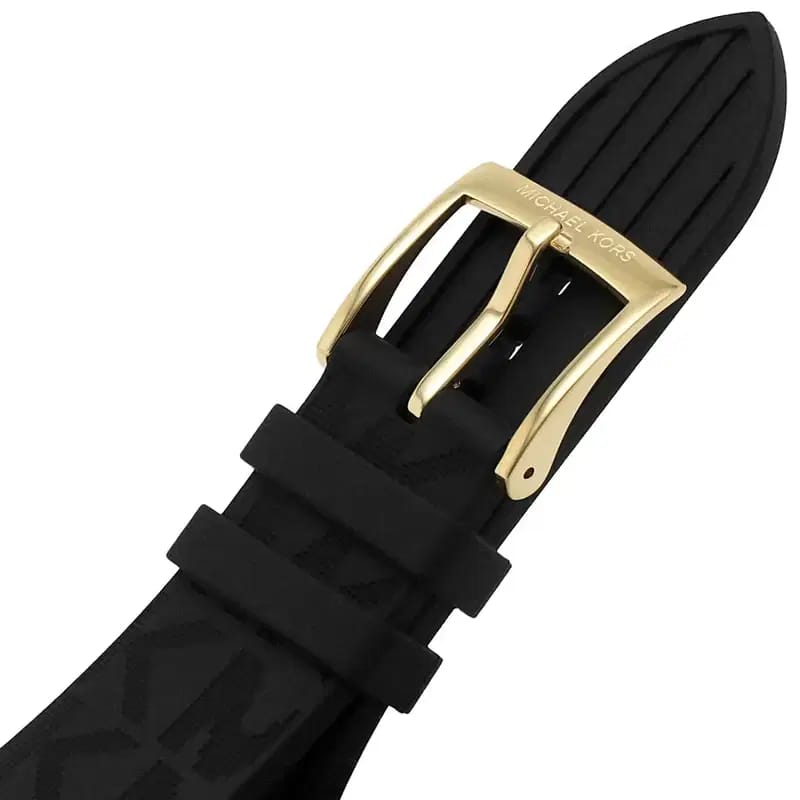 Michael Kors Lennox MK7281 Women’s Gold Case Black Silicone Strap Analog Watch - Luxury Hub Store