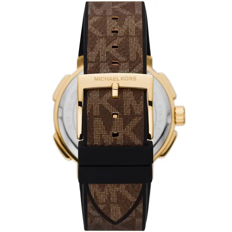 Michael Kors Sidney MK6948 Women’s Gold Dial Brown Logo Strap Multi-Function Watch
