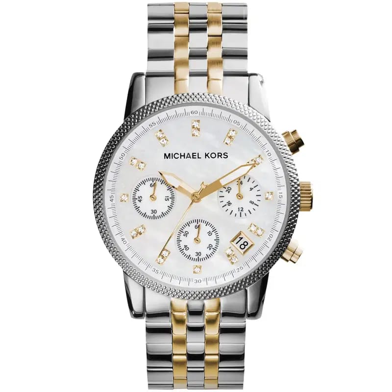 Michael Kors Ritz MK5057 Women’s Silver & Gold Stainless Steel Multi-Function Watch - Luxury Hub Store