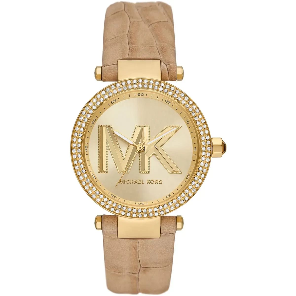 Michael Kors Parker MK4725 Women’s Gold Case Beige Leather Strap Analog Watch - Luxury Hub Store