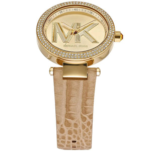 Michael Kors Parker MK4725 Women’s Gold Case Beige Leather Strap Analog Watch - Luxury Hub Store