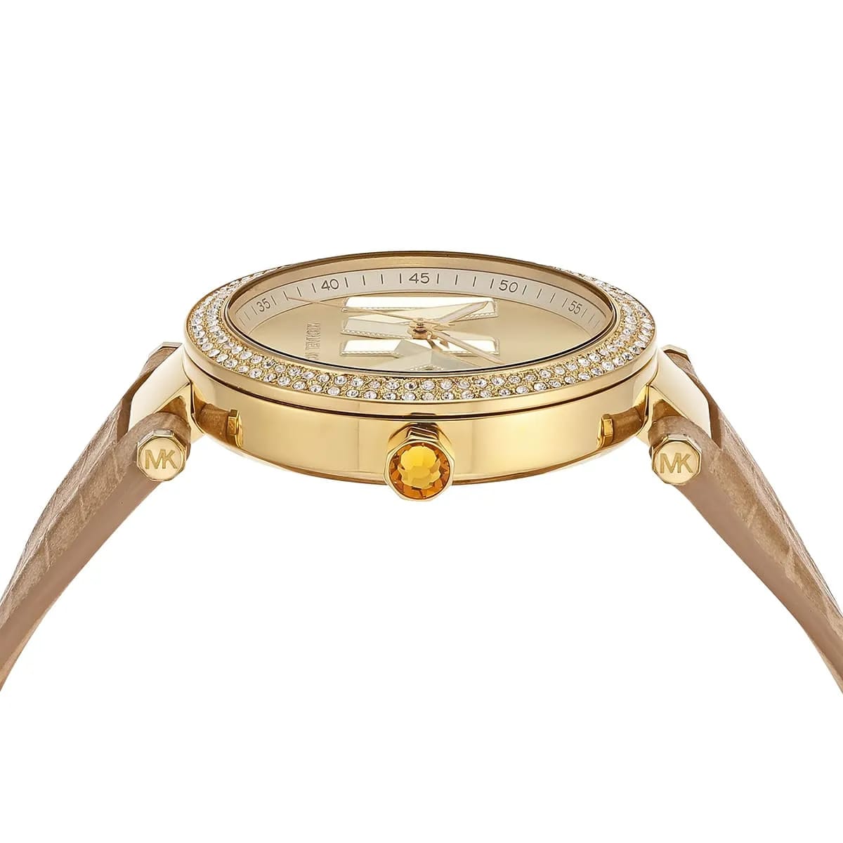 Michael Kors Parker MK4725 Women’s Gold Case Beige Leather Strap Analog Watch - Luxury Hub Store