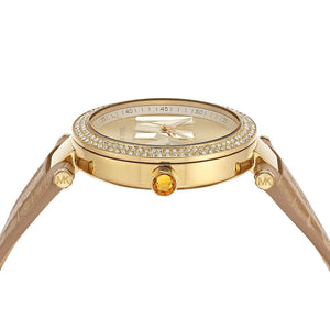 Michael Kors Parker MK4725 Women’s Gold Case Beige Leather Strap Analog Watch - Luxury Hub Store