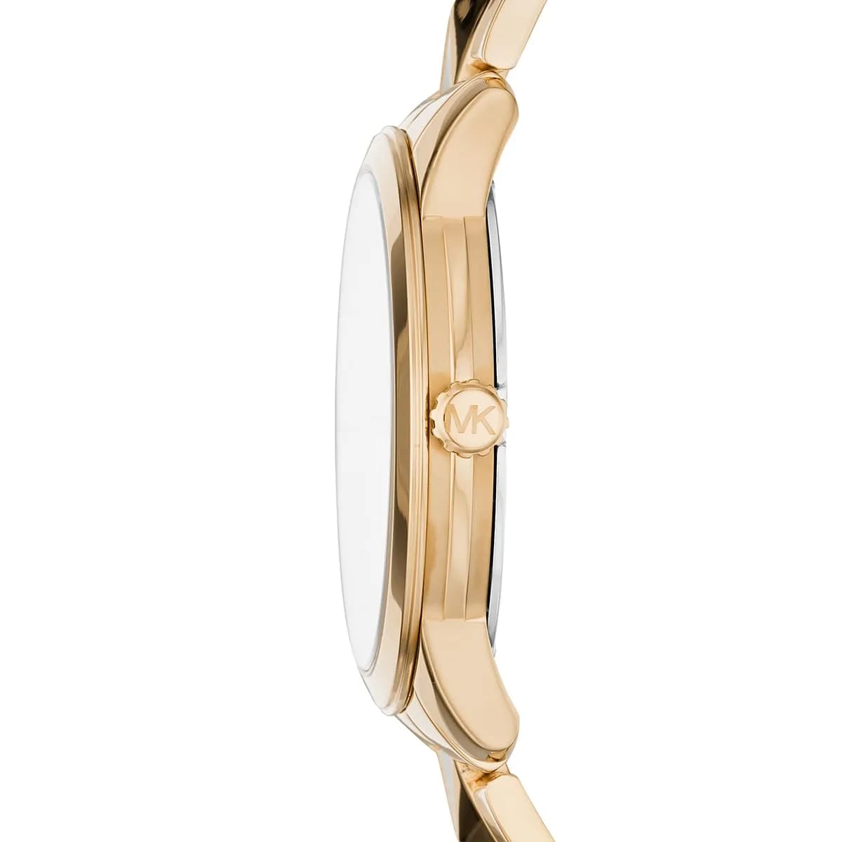 Michael Kors Runway MK6689 Women’s Gold Mother-of-Pearl Dial Pyramid-Link Bracelet Watch - Luxury Hub Store