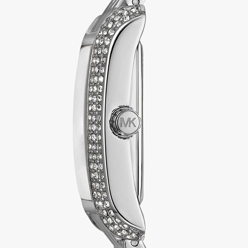 Michael Kors Emery Three MK4829 Women’s Silver Blue Dial Stainless Steel Watch - Luxury Hub Store
