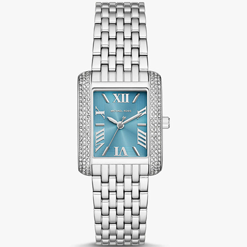 Michael Kors Emery Three MK4829 Women’s Silver Blue Dial Stainless Steel Watch - Luxury Hub Store