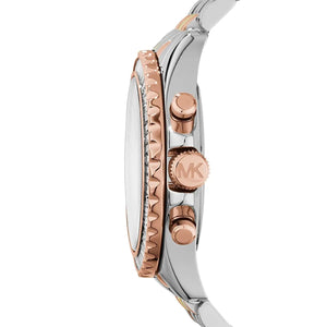 Michael Kors MK5876 Women’s Tri-Tone Baguette Bezel Chronograph Watch - Luxury Hub Store