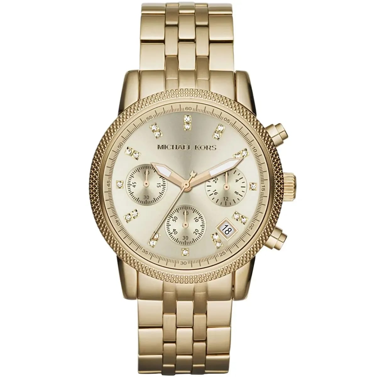 Michael Kors MK5676 Women’s Gold-Tone Crystal Ritz Chronograph Watch - Luxury Hub Store