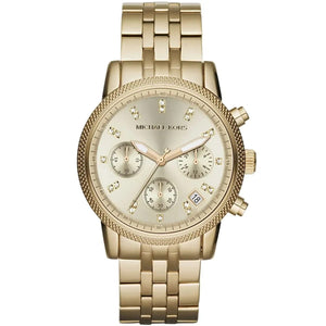 Michael Kors MK5676 Women’s Gold-Tone Crystal Ritz Chronograph Watch - Luxury Hub Store