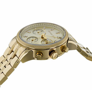 Michael Kors MK5676 Women’s Gold-Tone Crystal Ritz Chronograph Watch - Luxury Hub Store