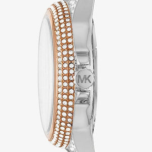 Michael Kors MK6843 Women’s Rose Gold & Silver Mini Camille Crystal Chain-Link Watch - Luxury Hub Store