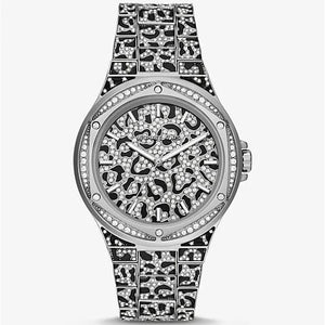 Michael Kors MK7408 Lennox Animal Women’s Silver Crystal Dial Watch - Luxury Hub Store