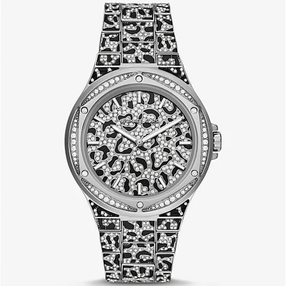 Michael Kors MK7408 Lennox Animal Women’s Silver Crystal Dial Watch - Luxury Hub Store