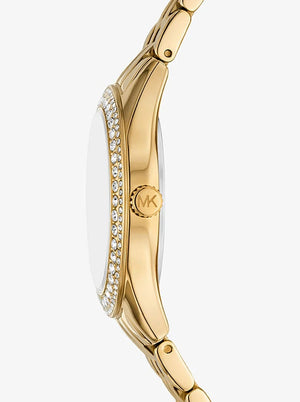 Michael Kors MK4870 Harlowe Women’s Gold Green Dial Crystal Watch - Luxury Hub Store