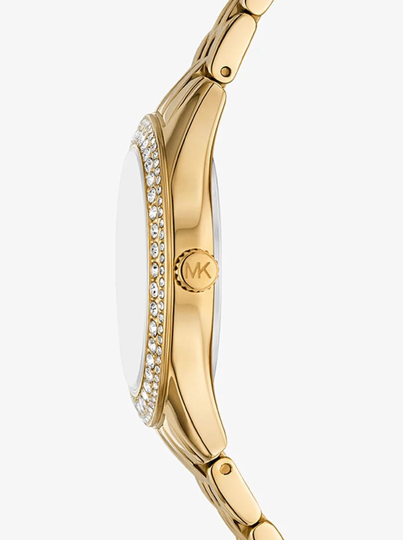Michael Kors MK4870 Harlowe Women’s Gold Green Dial Crystal Watch - Luxury Hub Store
