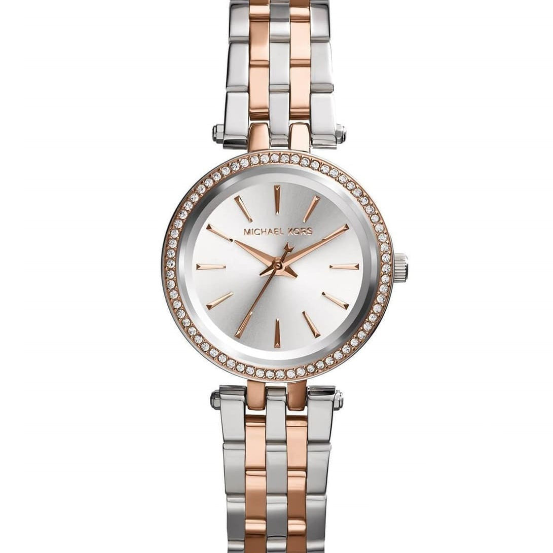 Michael Kors MK3298 Petite Darci Women’s Two-Tone Silver Rose Gold Crystal Watch - Luxury Hub Store