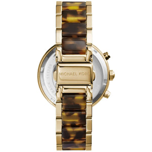 Michael Kors MK5688 Parker Women’s Gold Chronograph Tortoiseshell Crystal Watch - Luxury Hub Store