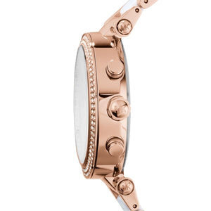 Michael Kors MK5774 Parker Women’s White Dial Rose Gold Chronograph Watch - Luxury Hub Store