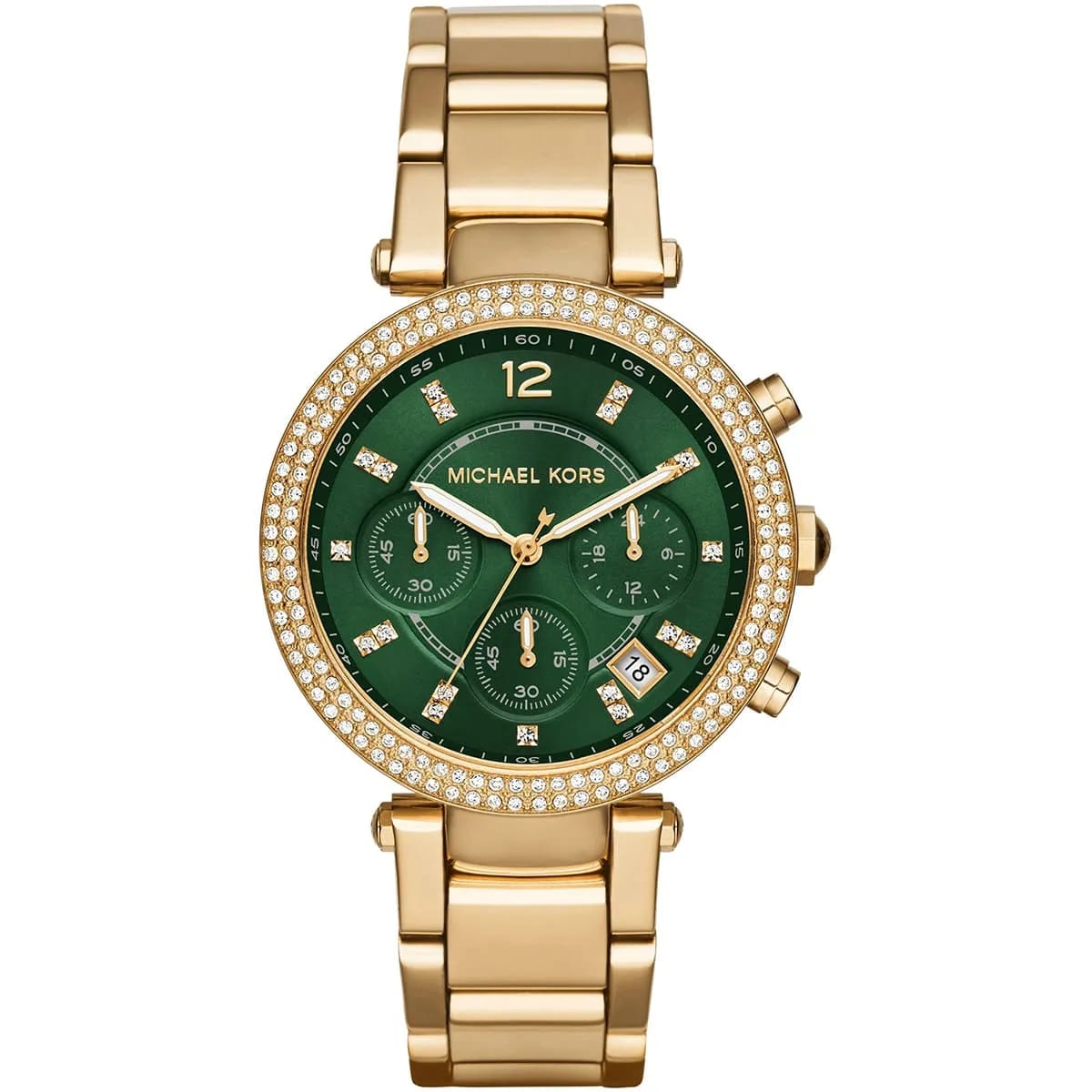 Michael Kors MK6263 Parker Women’s Green Dial Gold Chronograph Watch - Luxury Hub Store