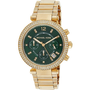 Michael Kors MK6263 Parker Women’s Green Dial Gold Chronograph Watch - Luxury Hub Store