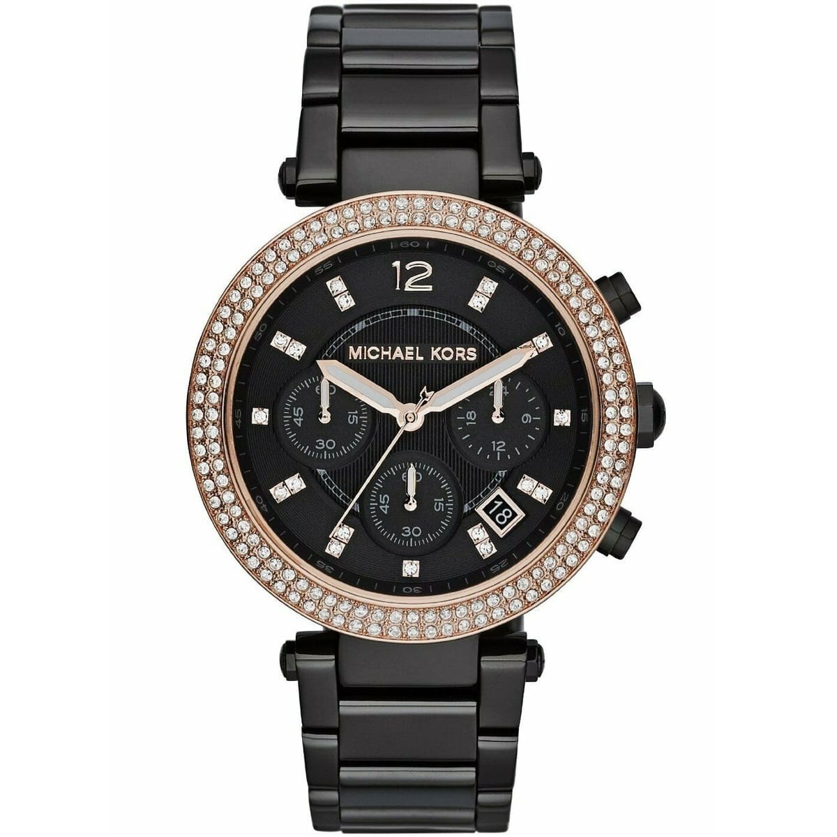 Michael Kors MK5885 Parker Women’s Black Dial Black Chronograph Watch - Luxury Hub Store