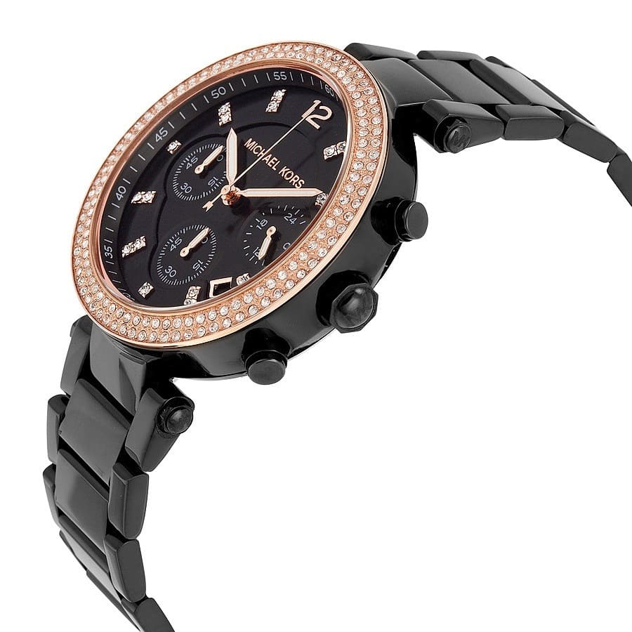 Michael Kors MK5885 Parker Women’s Black Dial Black Chronograph Watch - Luxury Hub Store