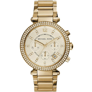Michael Kors MK5354 Parker Women’s Gold Dial Gold-Tone Chronograph Watch - Luxury Hub Store
