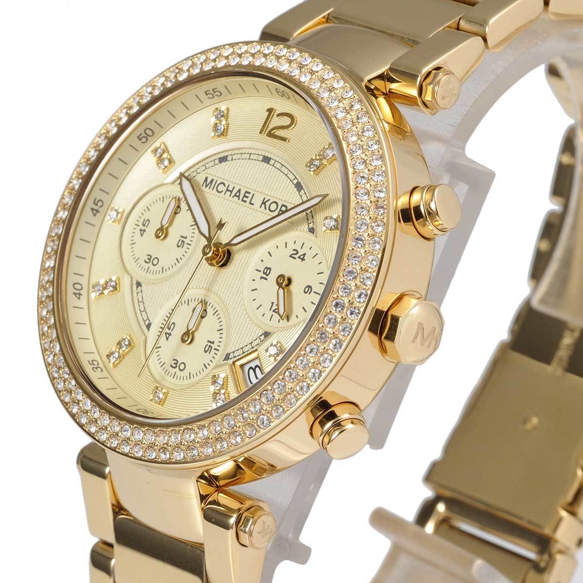 Michael Kors MK5354 Parker Women’s Gold Dial Gold-Tone Chronograph Watch - Luxury Hub Store