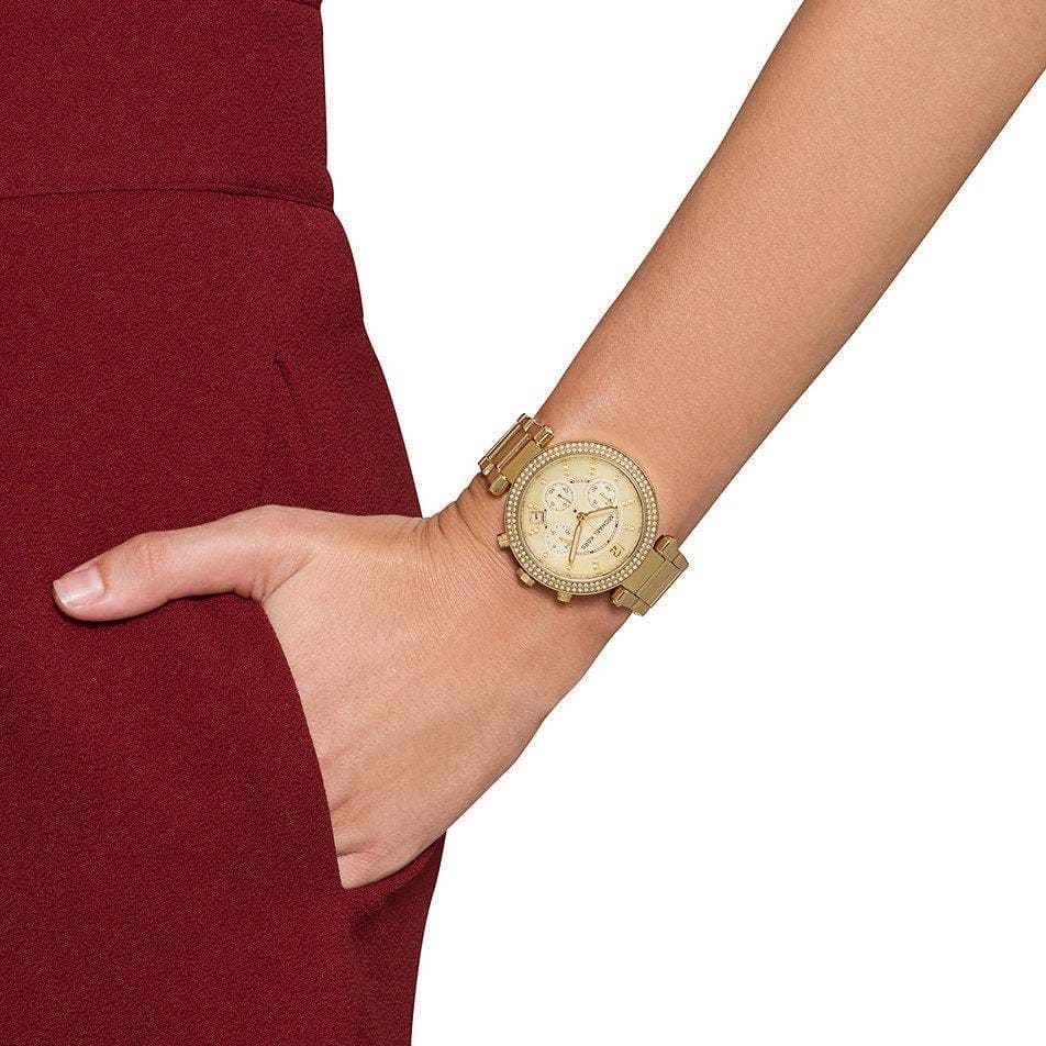 Michael Kors MK5354 Parker Women’s Gold Dial Gold-Tone Chronograph Watch - Luxury Hub Store