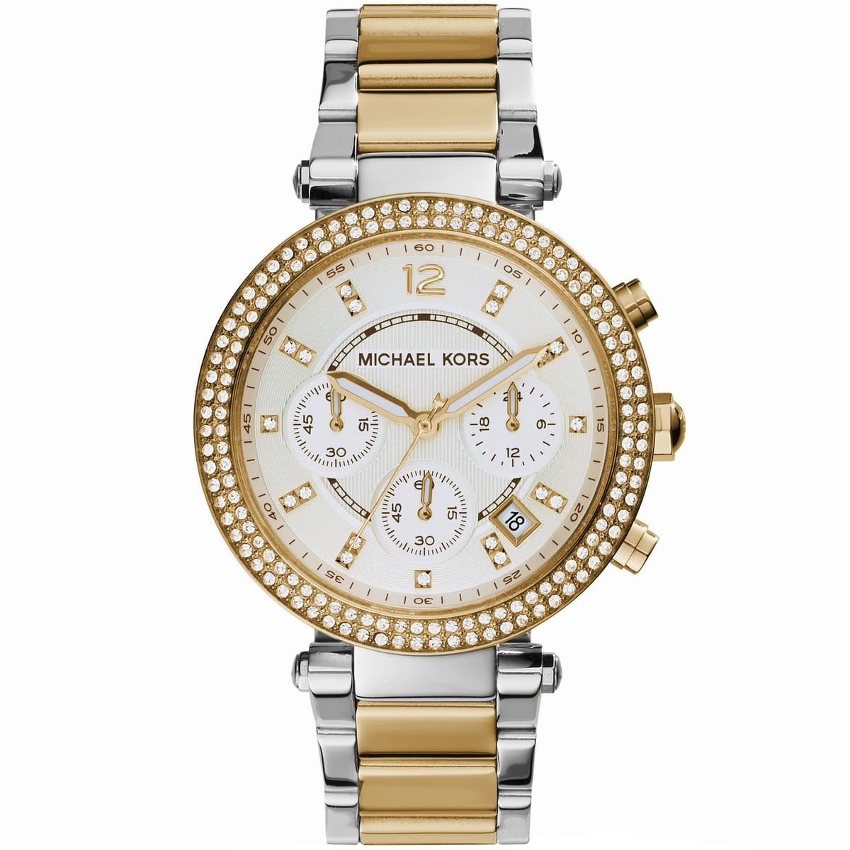 Michael Kors MK5626 Parker Women’s White Dial Two-Tone Chronograph Watch - Luxury Hub Store