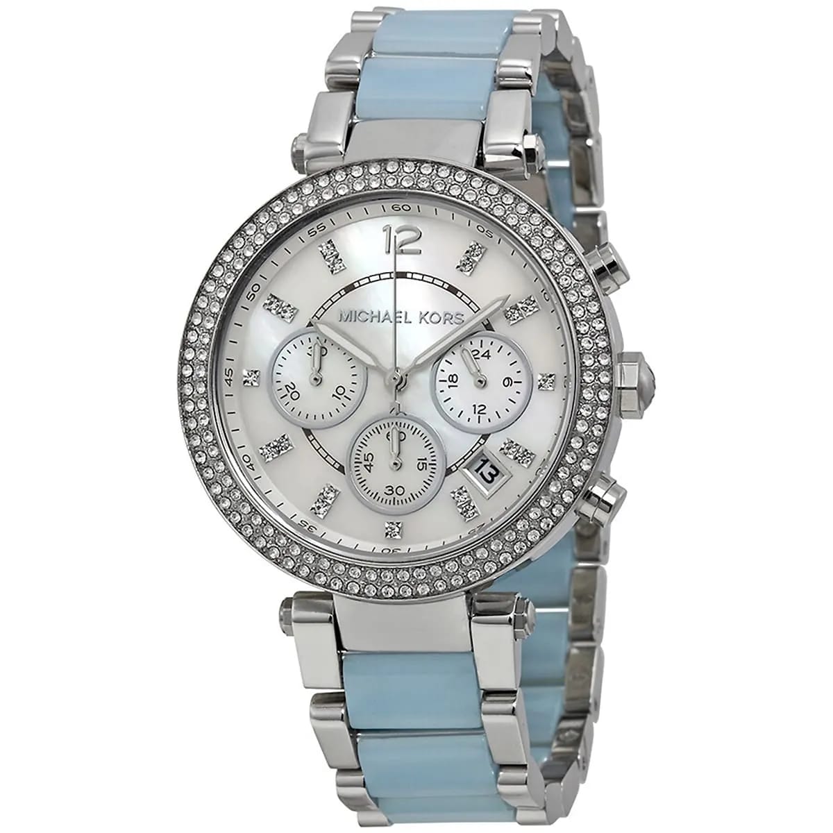 Michael Kors MK6138 Parker Women’s Mother of Pearl Dial Silver Chronograph Watch - Luxury Hub Store