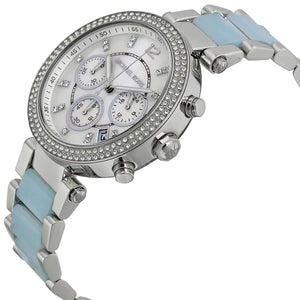Michael Kors MK6138 Parker Women’s Mother of Pearl Dial Silver Chronograph Watch - Luxury Hub Store