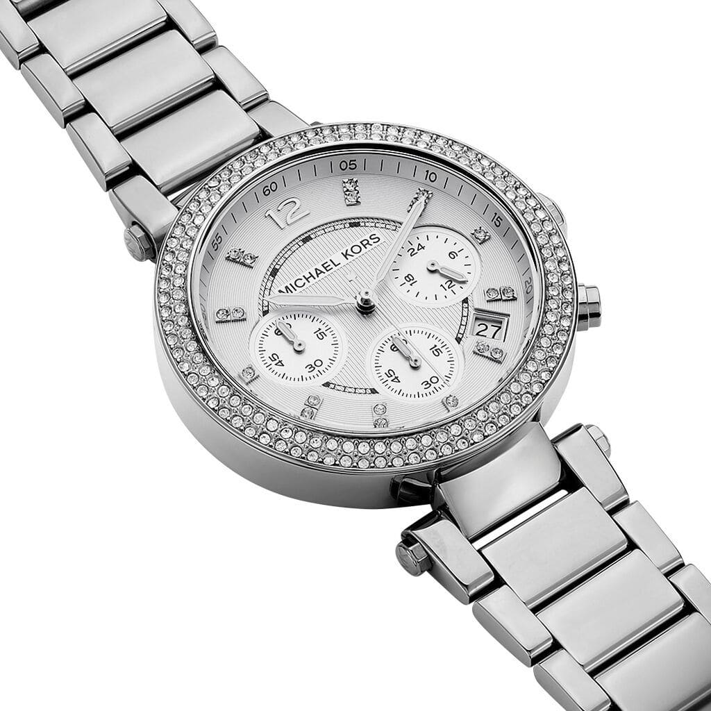 Michael Kors MK5353 Parker Women’s Silver Dial Stainless Steel Chronograph Watch - Luxury Hub Store