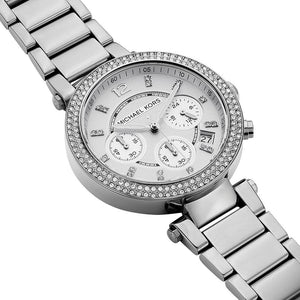 Michael Kors MK5353 Parker Women’s Silver Dial Stainless Steel Chronograph Watch - Luxury Hub Store
