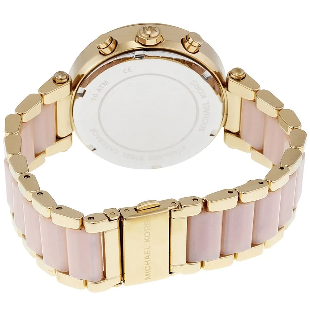 Michael Kors MK6326 Parker Women’s Blush Dial Gold Stainless Steel Chronograph Watch - Luxury Hub Store