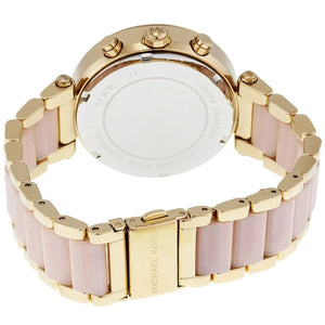 Michael Kors MK6326 Parker Women’s Blush Dial Gold Stainless Steel Chronograph Watch - Luxury Hub Store
