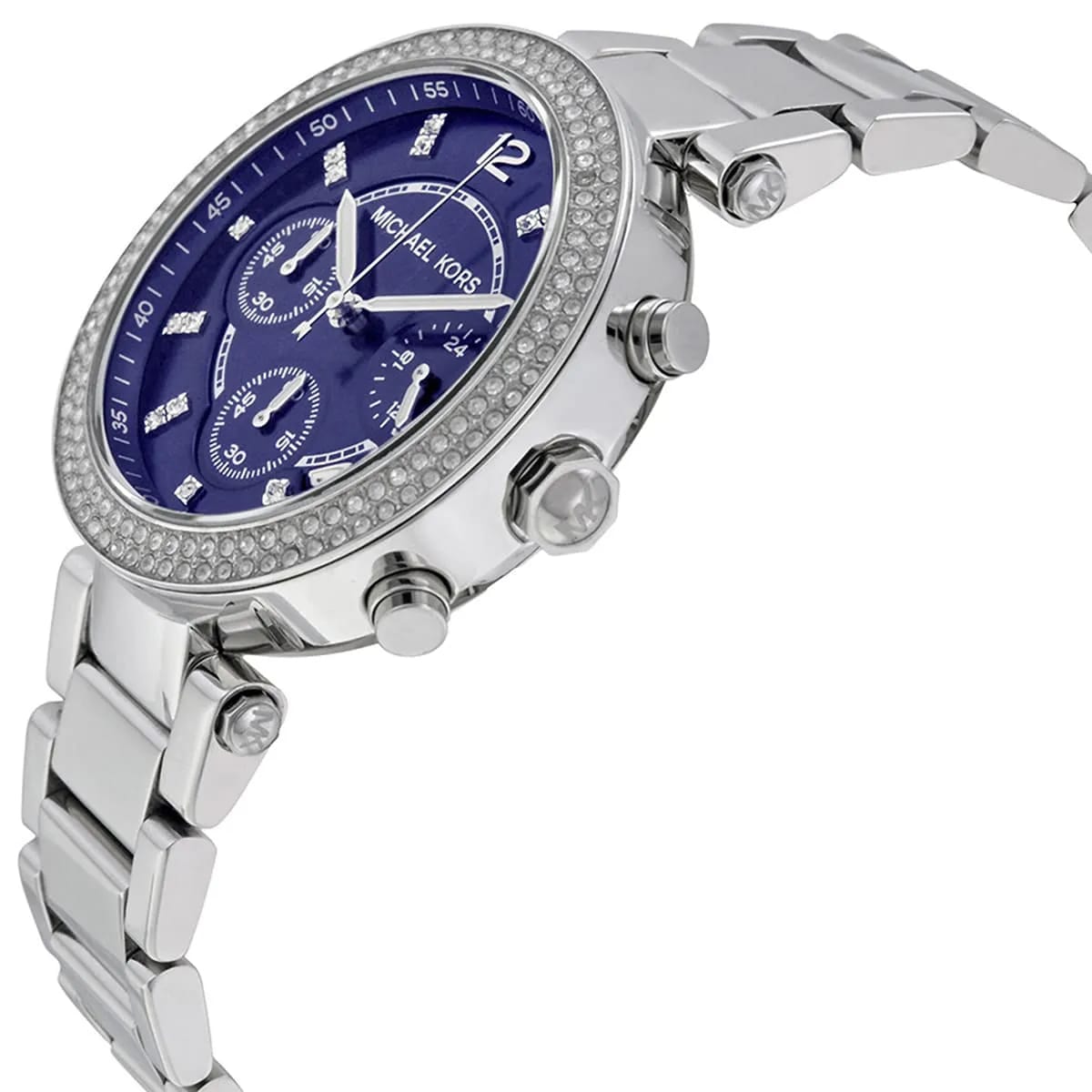 Michael Kors MK6117 Parker Women’s Blue Dial Silver Stainless Steel Chronograph Watch - Luxury Hub Store