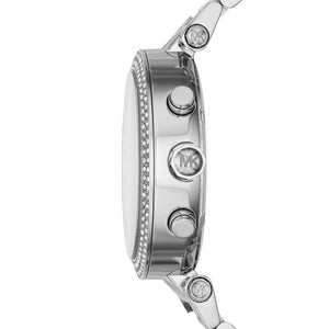 Michael Kors MK6117 Parker Women’s Blue Dial Silver Stainless Steel Chronograph Watch - Luxury Hub Store