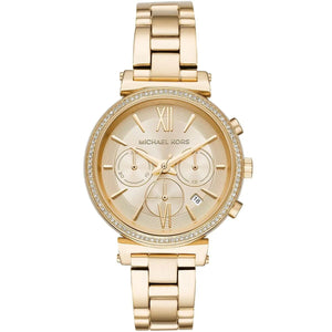 Michael Kors MK6559 Sofie Women’s Gold Dial Gold Chronograph Watch - Luxury Hub Store