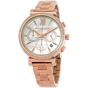 Michael Kors MK6576 Sofie Women’s Mother of Pearl Dial Rose Gold Chronograph Watch - Luxury Hub Store