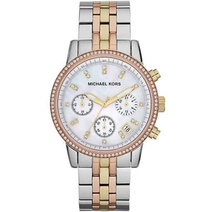Michael Kors MK5650 Ritz Women’s Mother of Pearl Dial Two-Tone Chronograph Watch - Luxury Hub Store